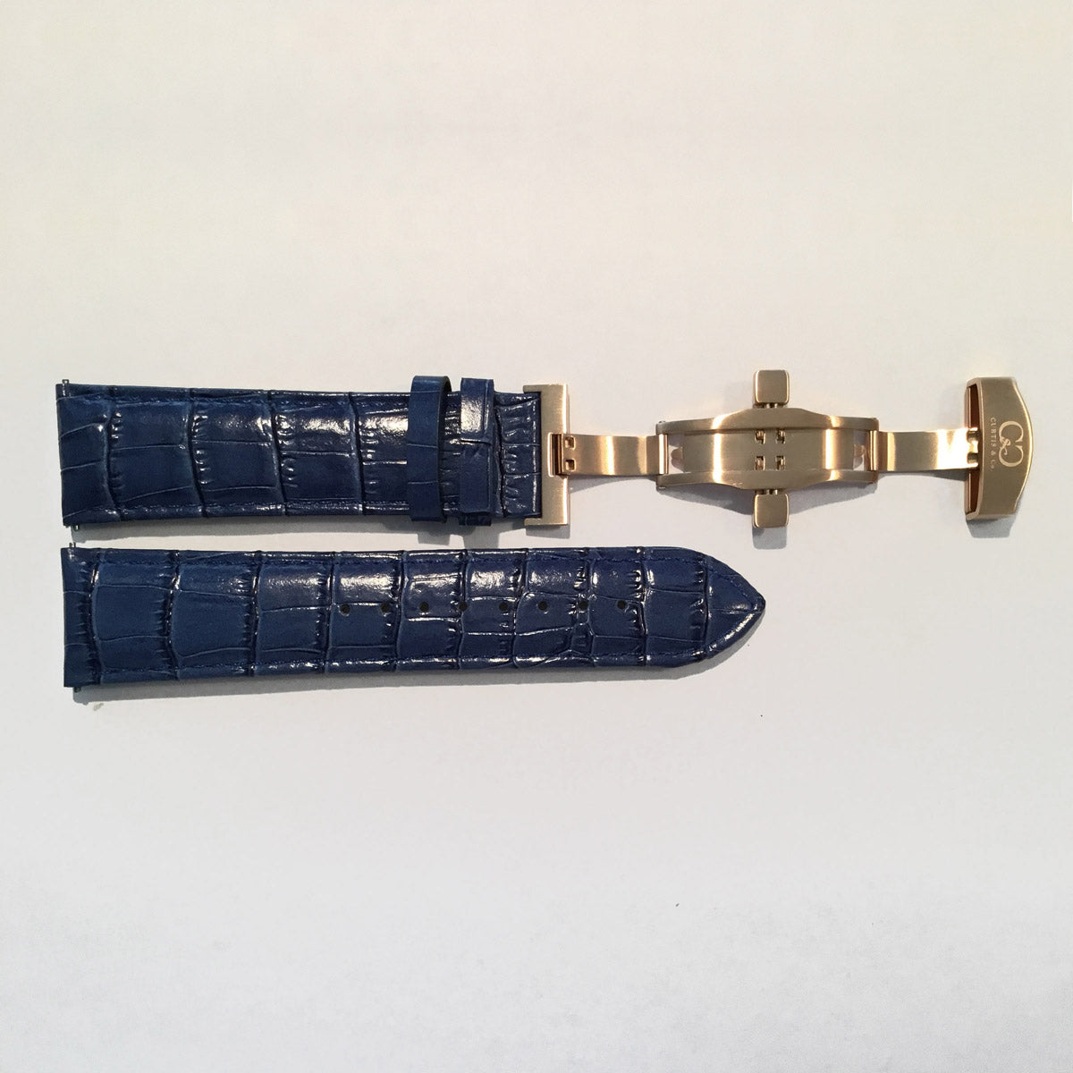 Big Time PASSPORT Crocodile Pattern Leather Deployment Strap 24MM