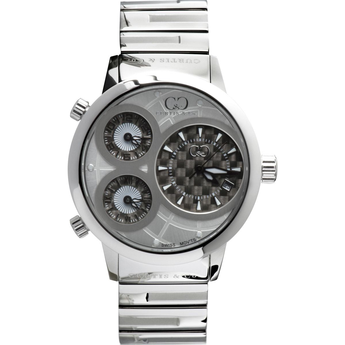Big Time WORLD Gray Dial Stainless Steel Multi-Time-Zone 50MM