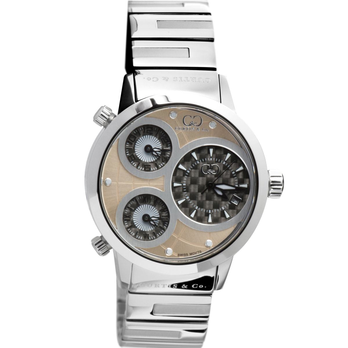 Big Time WORLD Rose Gold Dial Stainless Steel Multi-Time-Zone 50MM