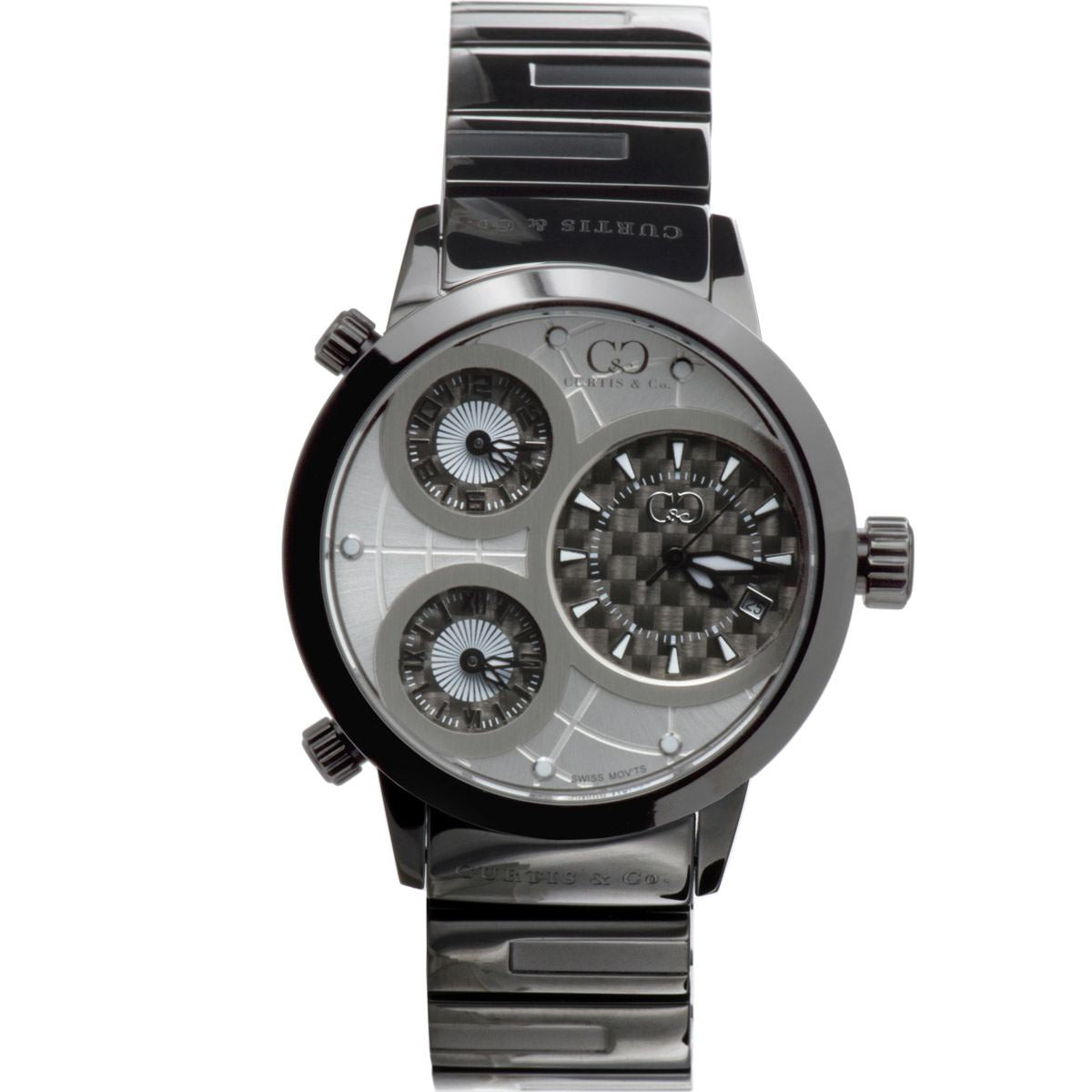 Big Time WORLD White Dial Black Case Multi-Time-Zone 50MM