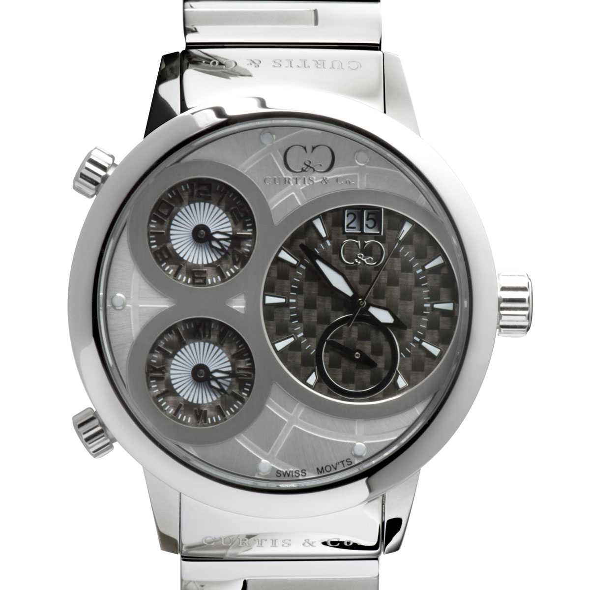 Big Time WORLD Gray Dial Stainless Steel Multi-Time-Zone 57MM