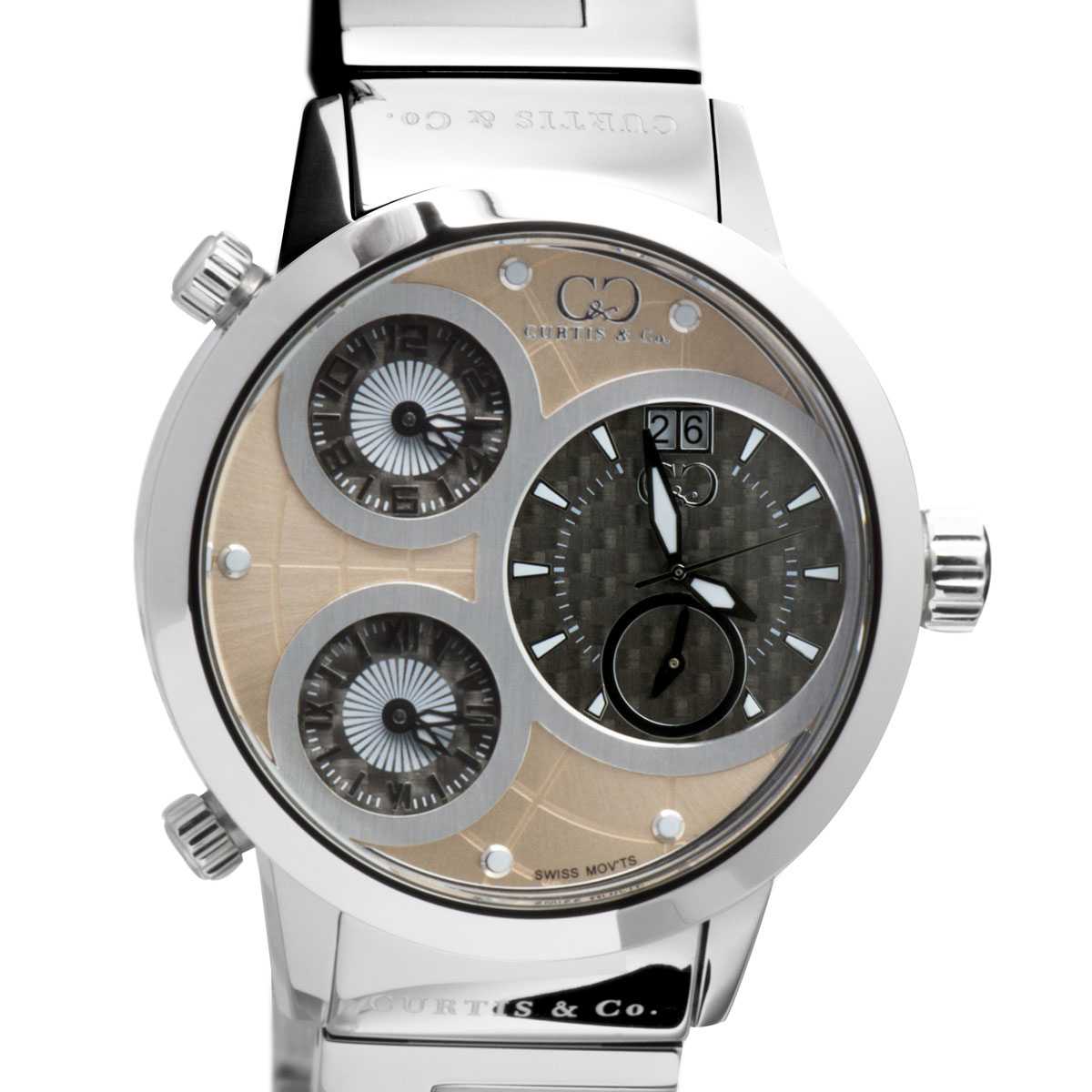 Big Time WORLD Rose Gold Dial Stainless Steel Multi-Time-Zone 57MM