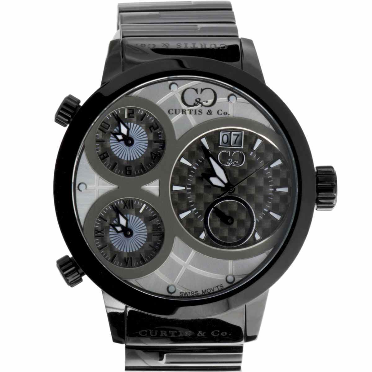 Big Time WORLD White Dial Black Case Multi-Time-Zone 57MM