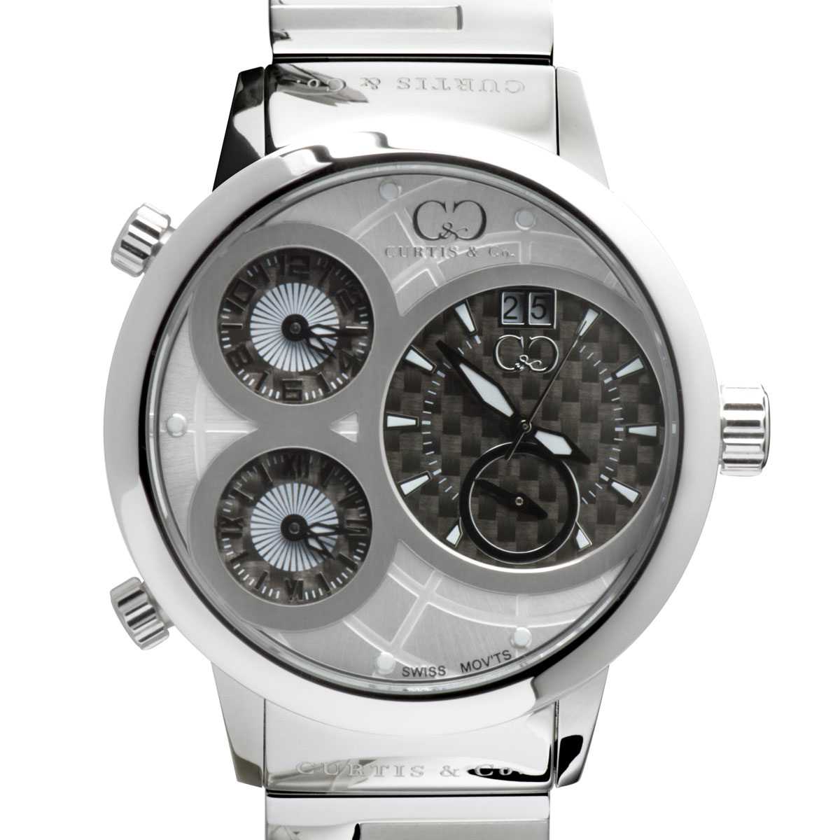Big Time WORLD White Dial Stainless Steel Multi-Time-Zone 57MM