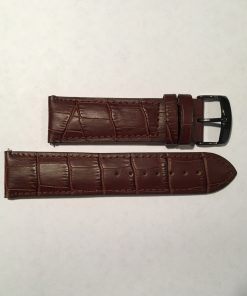 Brown Crocodile Pattern Leather 24mm Strap with Black Buckle