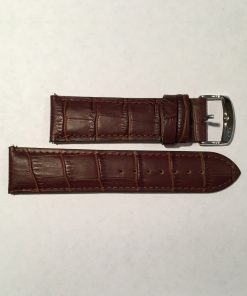 Brown Crocodile Pattern Leather 24mm Strap with Stainless Steel Buckle