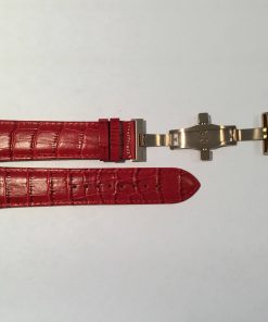 Red Crocodile Pattern Leather 24mm Strap with Rose Gold Deployment Buckle