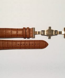 Tan Crocodile Pattern Leather 24mm Strap with Rose Gold Deployment Buckle