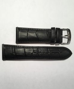 Black Crocodile Pattern Leather 26mm Strap with Stainless Steel Buckle