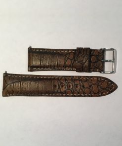 Brown Genuine Crocodile 24mm Strap with Silver Buckle