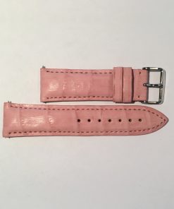 Pink Genuine Crocodile 24mm Strap with Silver Buckle