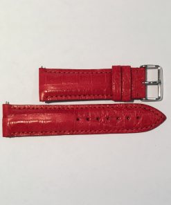 Red Genuine Crocodile 24mm Strap with Silver Buckle