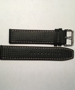 X-Long Black Leather with Pink Stitching Carbon Fiber Pattern 24mm