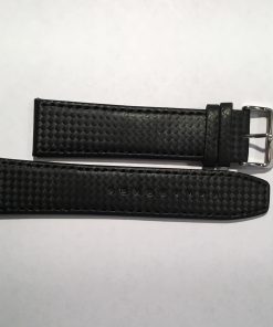 X-Long Black Leather with Carbon Fiber Pattern 26mm Strap