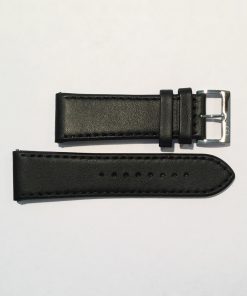 Black Leather 24mm Strap with Stainless Steel Buckle