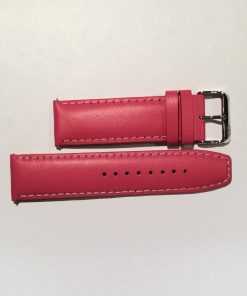 Pink Leather 24mm Strap with Straight End and Stainless Steel Buckle