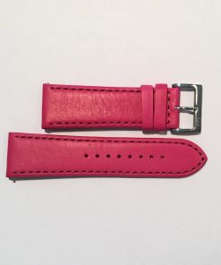 Pink Leather 24mm Strap with Stainless Steel Buckle