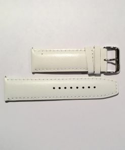 White Leather 24mm Strap with Straight End and Stainless Steel Buckle