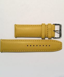 Yellow Leather 24mm Strap with Straight End and Stainless Steel Buckle
