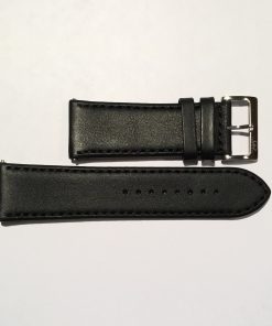 Classic Black Leather 26mm Strap with Stainless Steel Buckle