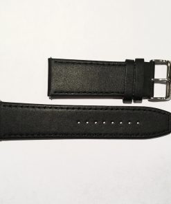 Black Leather 26mm Strap with Straight End and Stainless Steel Buckle