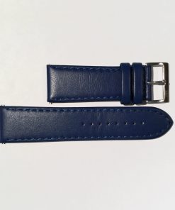 Classic Blue Leather 26mm Strap with Stainless Steel Buckle