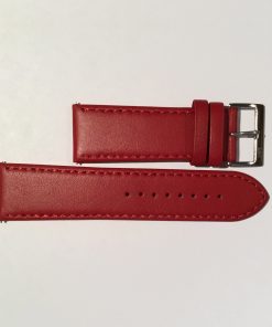 Classic Red Leather 26mm Strap with Stainless Steel Buckle