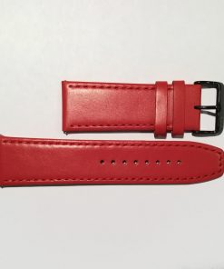 Red Leather 26mm Strap with Straight End and Black Buckle