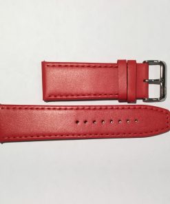 Red Leather 26mm Strap with Straight End and Stainless Steel Buckle