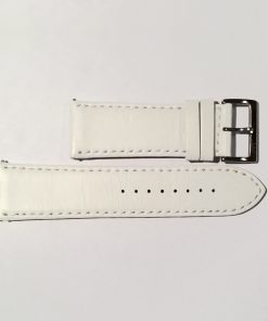 Classic White Leather 26mm Strap with Stainless Steel Buckle