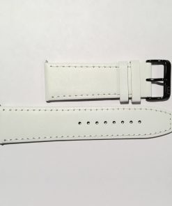 White Leather 26mm Strap with Straight End and Black Buckle