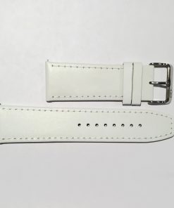 White Leather 26mm Strap with Straight End and Stainless Steel Buckle